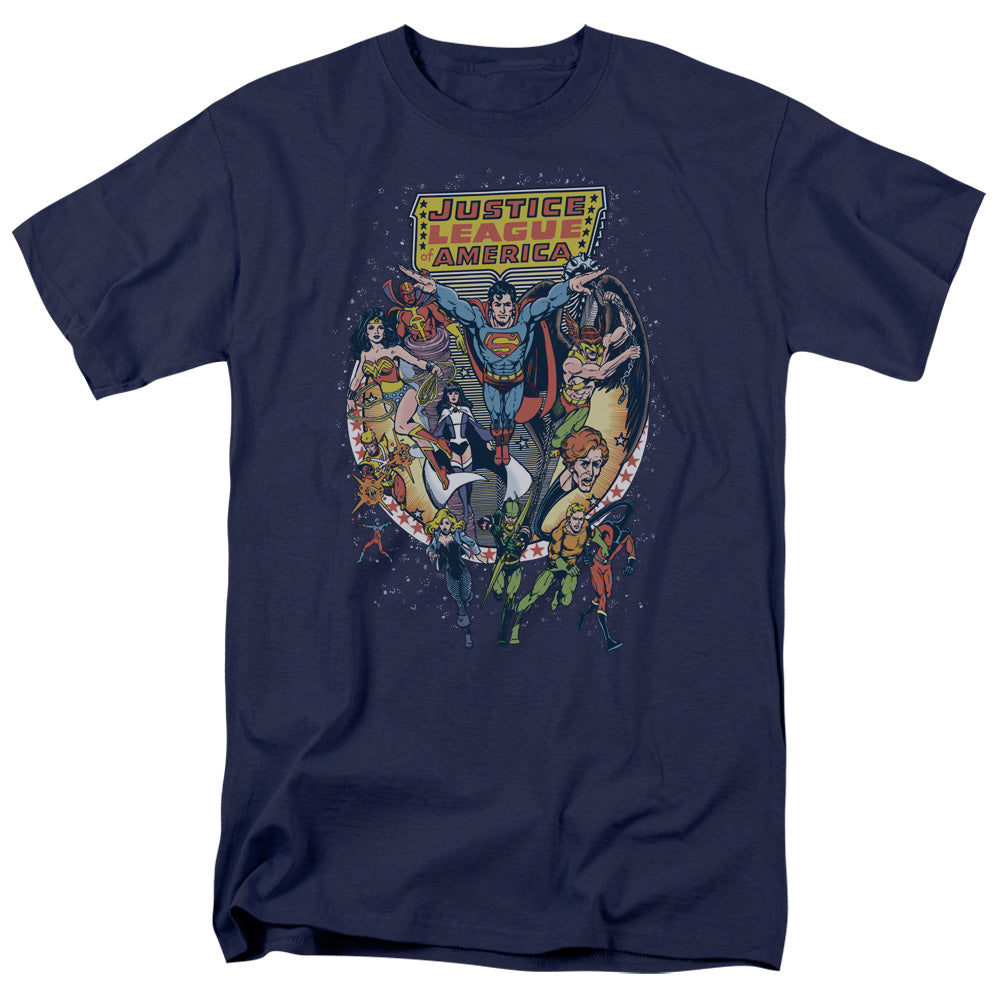 Justice League Of America Star Group Mens T Shirt Navy Officially Licensed