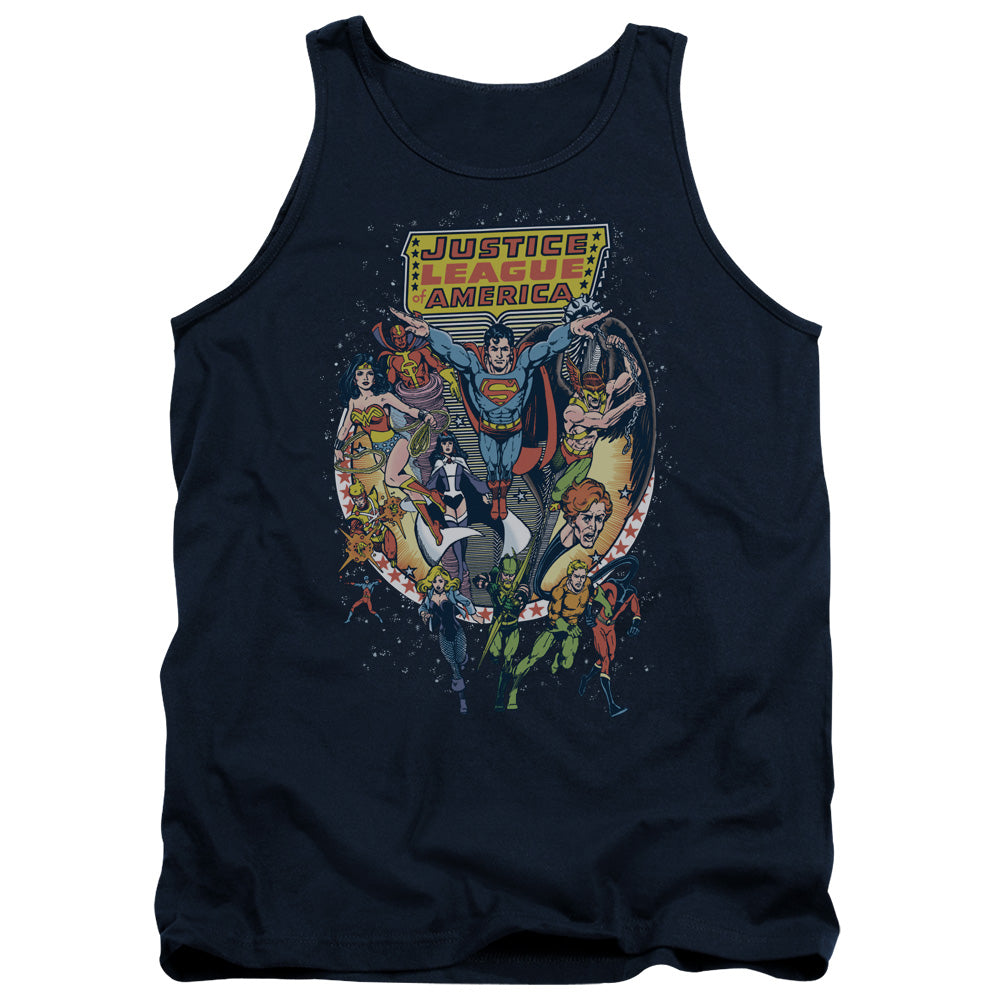 Justice League Star Group Mens Tank Top Shirt Navy Officially Licensed