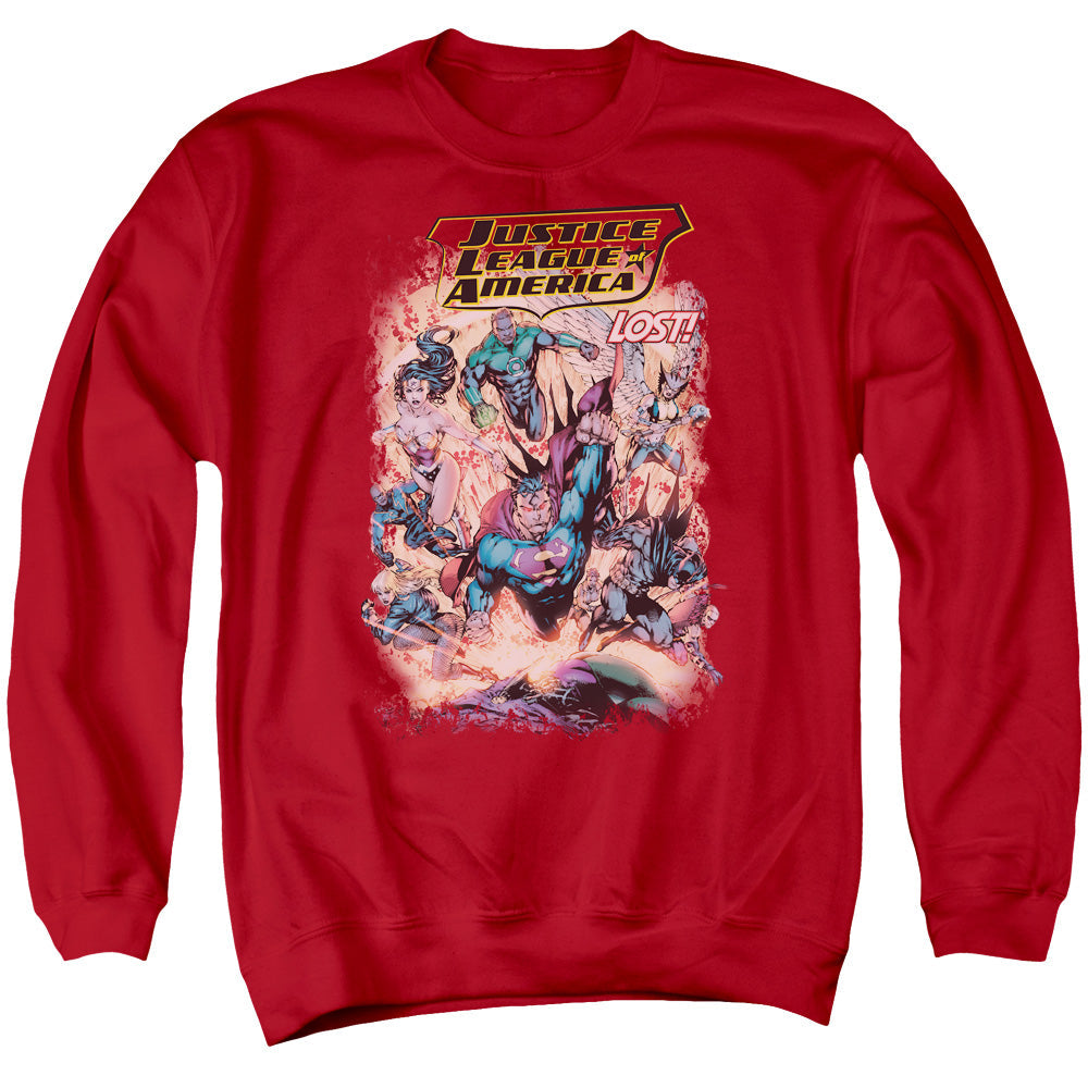 Justice League Lost Mens Crewneck Sweatshirt Red Officially Licensed