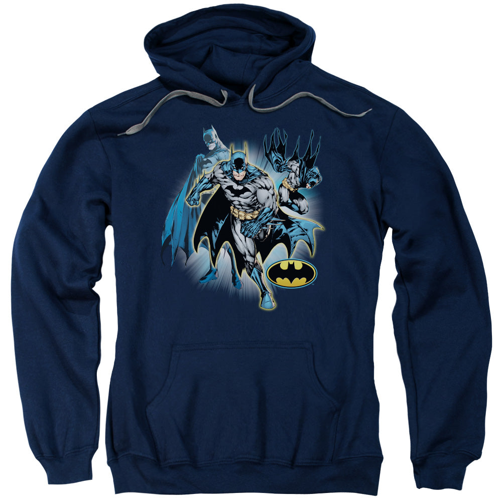 Justice League Batman Collage Mens Hoodie Navy Blue Blue Officially Licensed