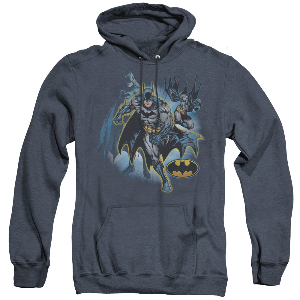 Justice League Of America Batman Collage Mens Heather Hoodie Navy Officially Licensed