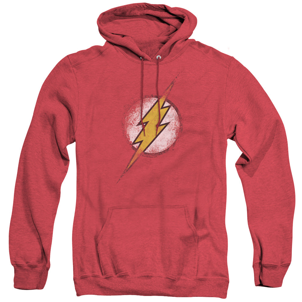 Justice League Of America Destroyed Flash Logo Mens Heather Hoodie Red Officially Licensed