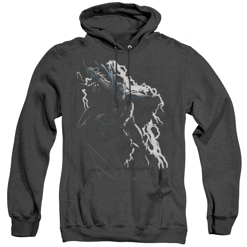 Justice League Of America Lighting Crashes Heather Mens Hoodie Black Officially Licensed