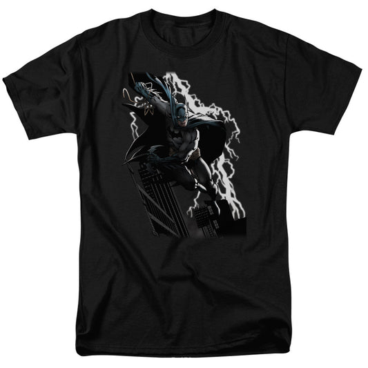 Batman Lighting Crashes Mens T Shirt Black Officially Licensed