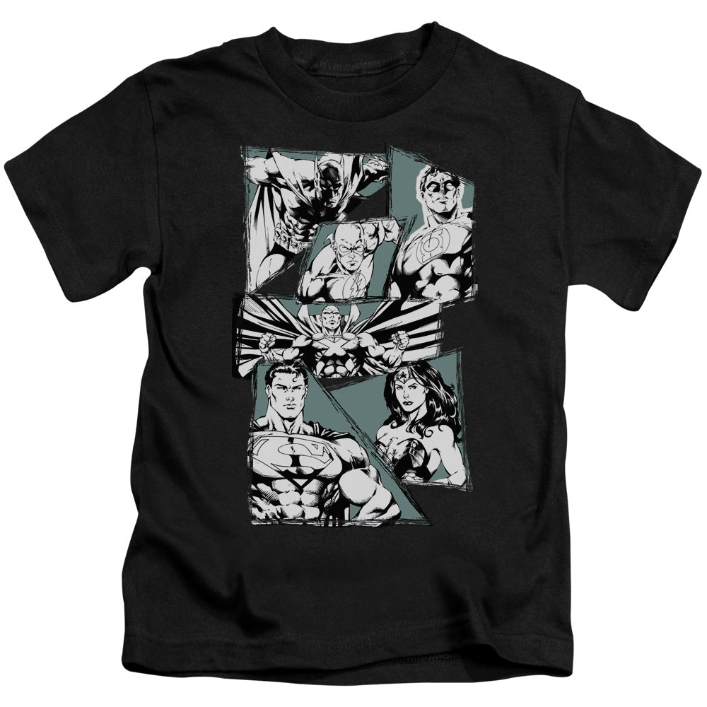 Justice League a Mighty League Juvenile Kids Youth T Shirt Black Officially Licensed