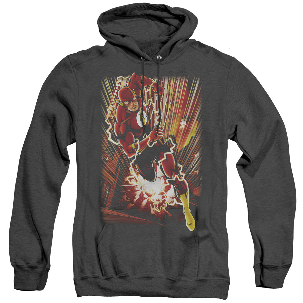 Justice League Of America Street Speed Mens Heather Hoodie Black Officially Licensed