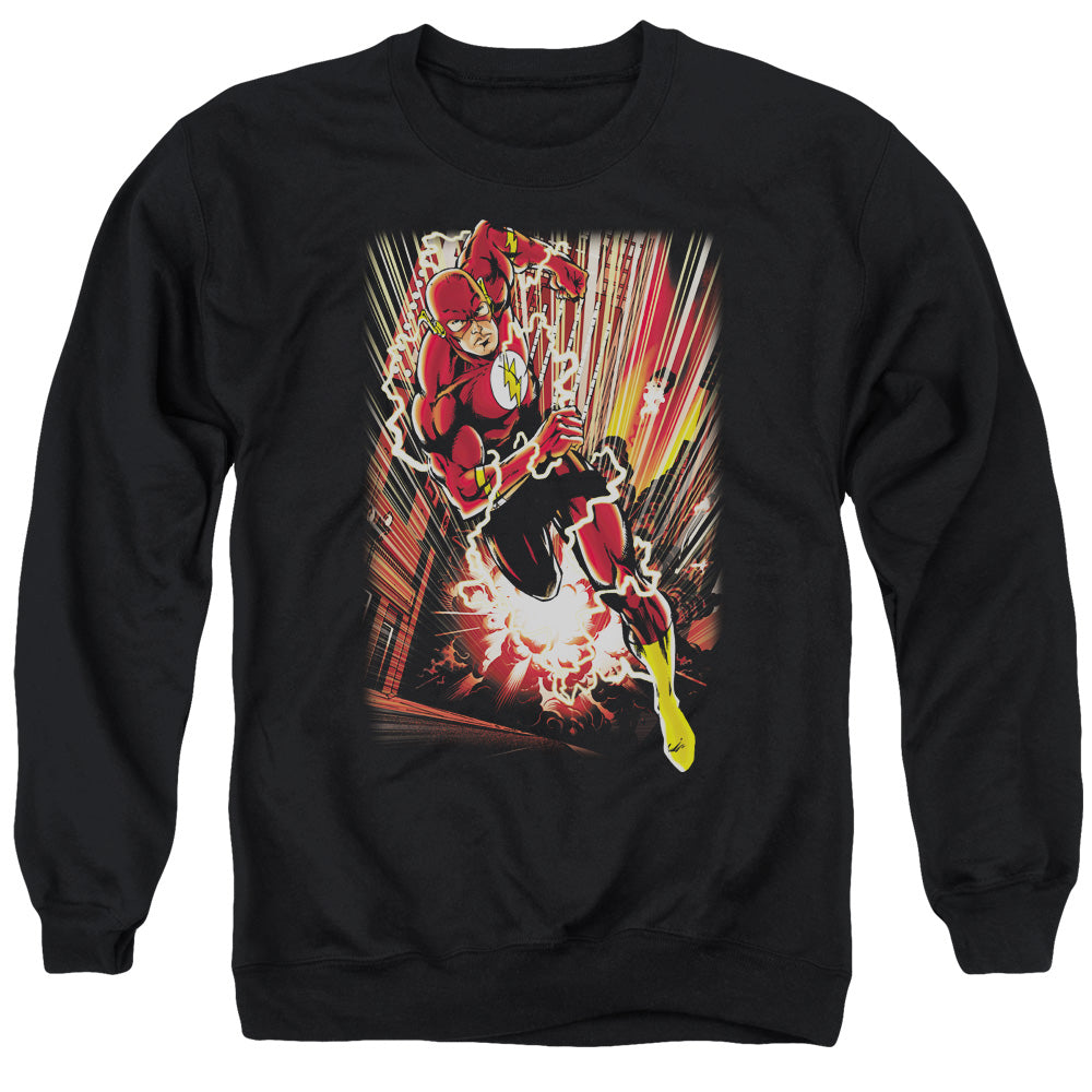 Justice League Street Speed Mens Crewneck Sweatshirt Black Officially Licensed