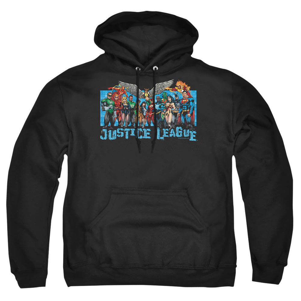 Justice League Of America League Lineup Mens Hoodie Black Officially Licensed