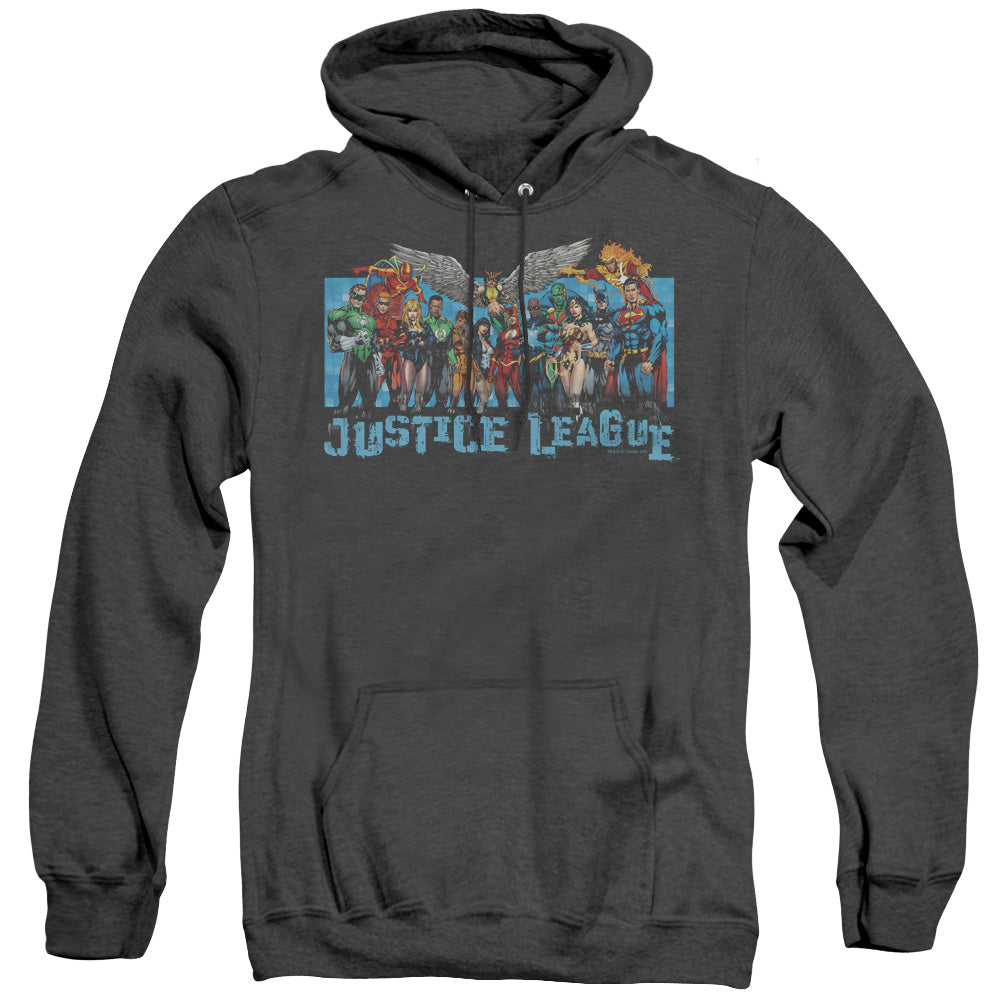 Justice League League Lineup Heather Mens Hoodie Black Officially Licensed