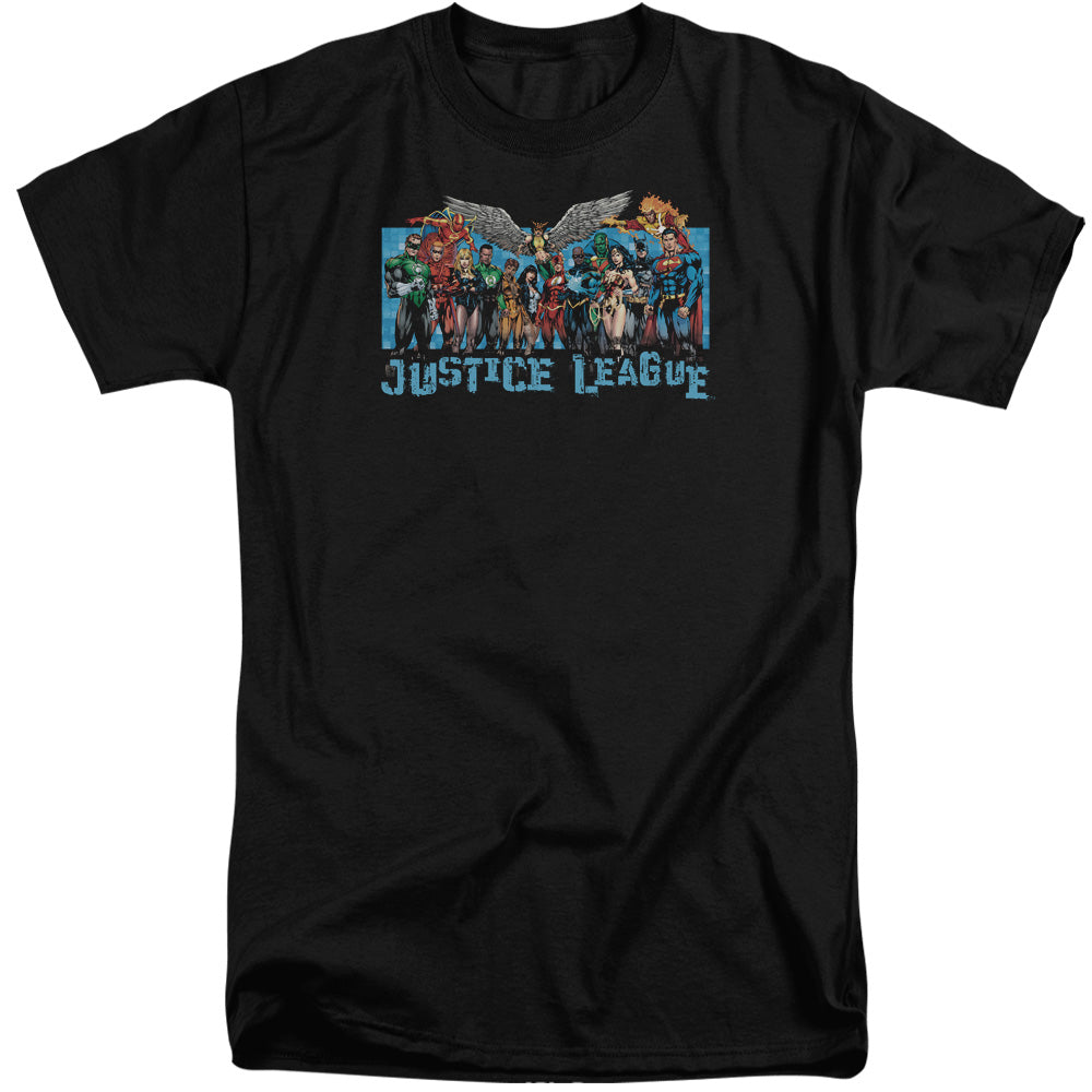 Justice League Of America League Lineup Mens Tall T Shirt Black Officially Licensed