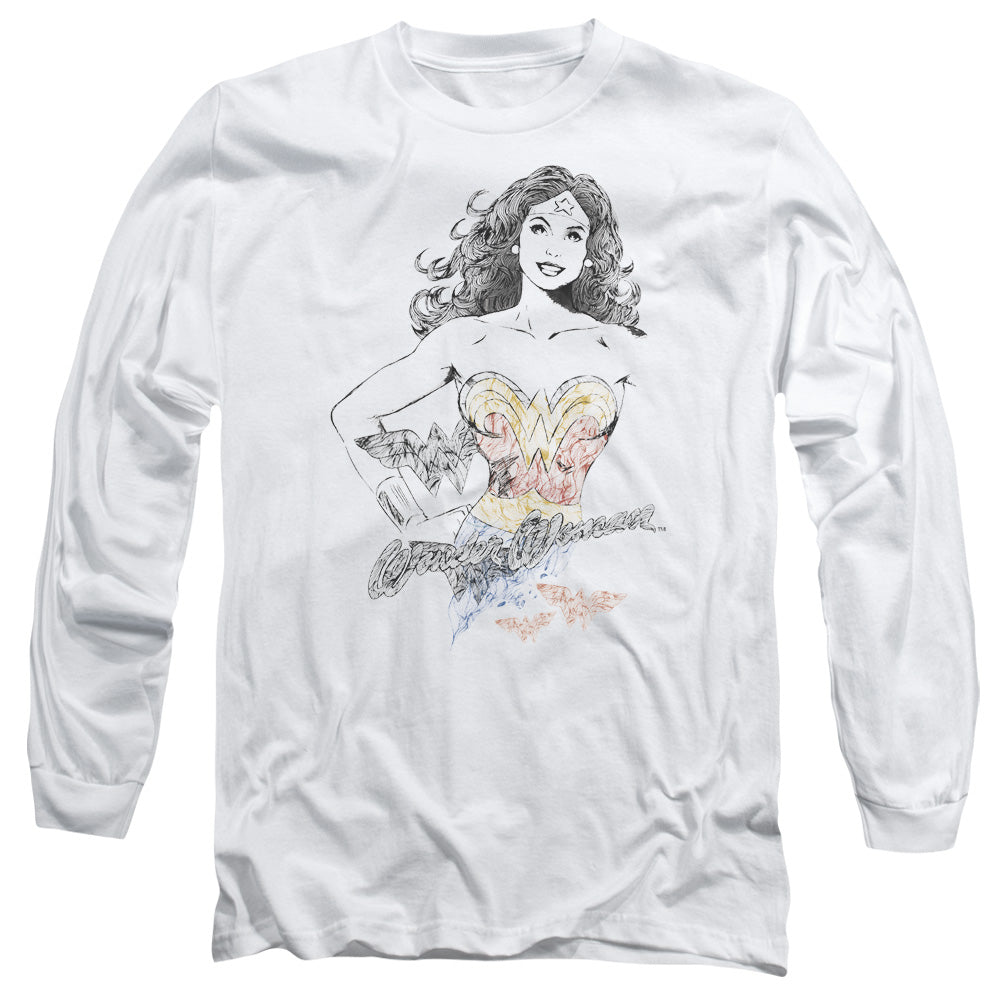 Dco Justice League Of America Wonder Squiggles Mens Long Sleeve Shirt White Officially Licensed