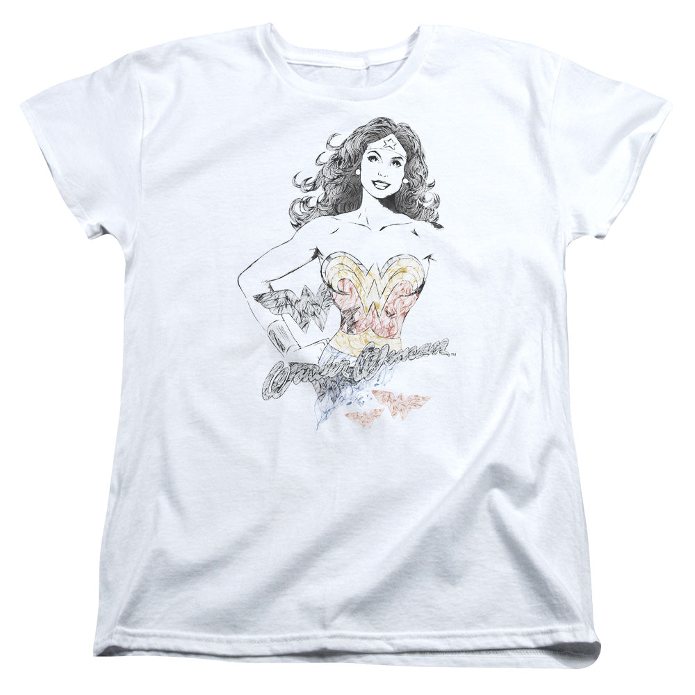 DCO Justice League Wonder Squiggles Womens T Shirt White Officially Licensed