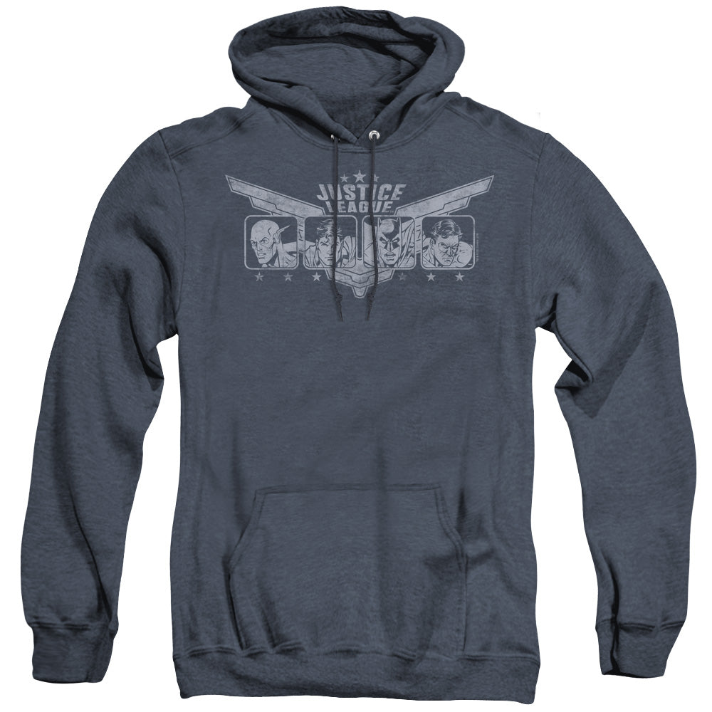 Justice League Of America Justice Wings Mens Heather Hoodie Navy Officially Licensed