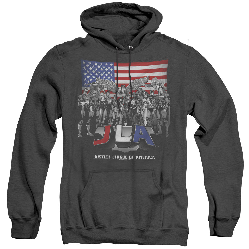 Justice League Of America All American League Mens Heather Hoodie Black Officially Licensed