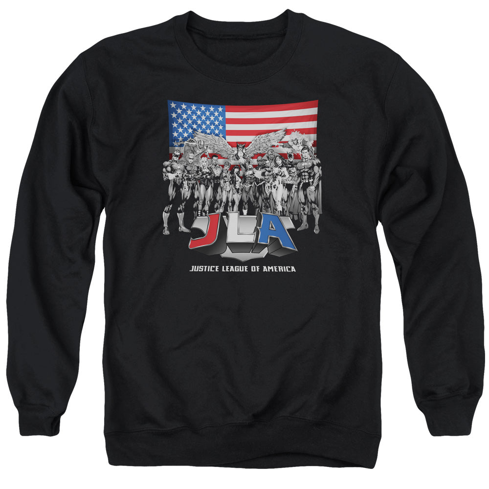 Justice League Of America All American League Mens Crewneck Sweatshirt Black Officially Licensed