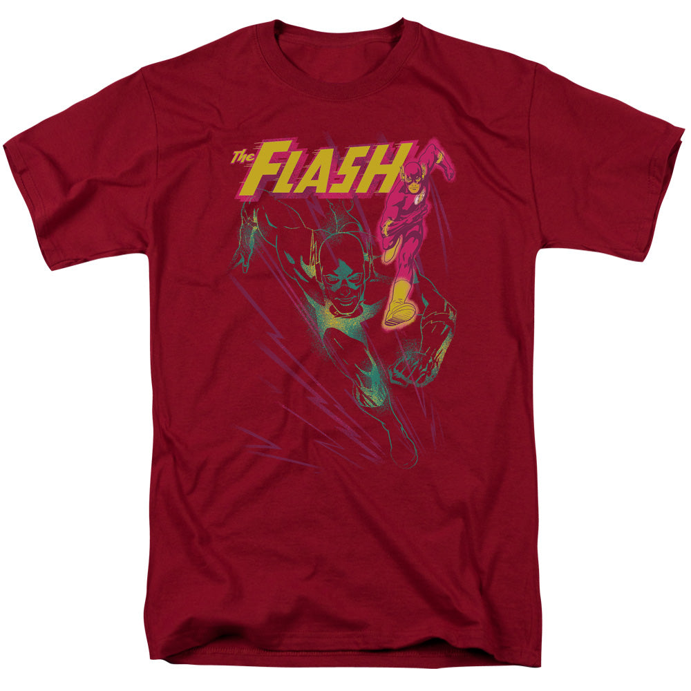 Justice League Of America Flash Spray Mens T Shirt Cardinal Officially Licensed