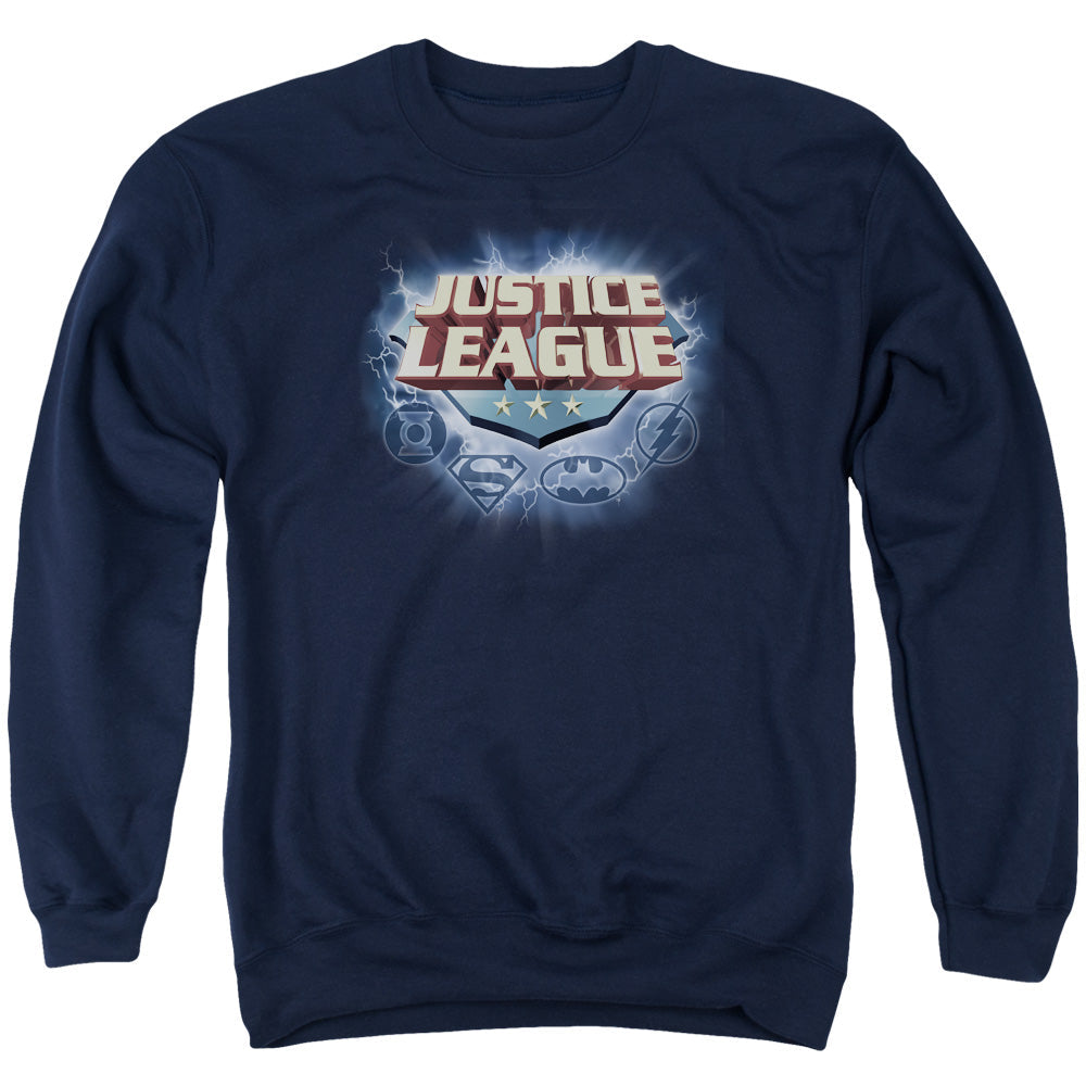 Justice League Of America Storm Logo Mens Crewneck Sweatshirt Navy Officially Licensed