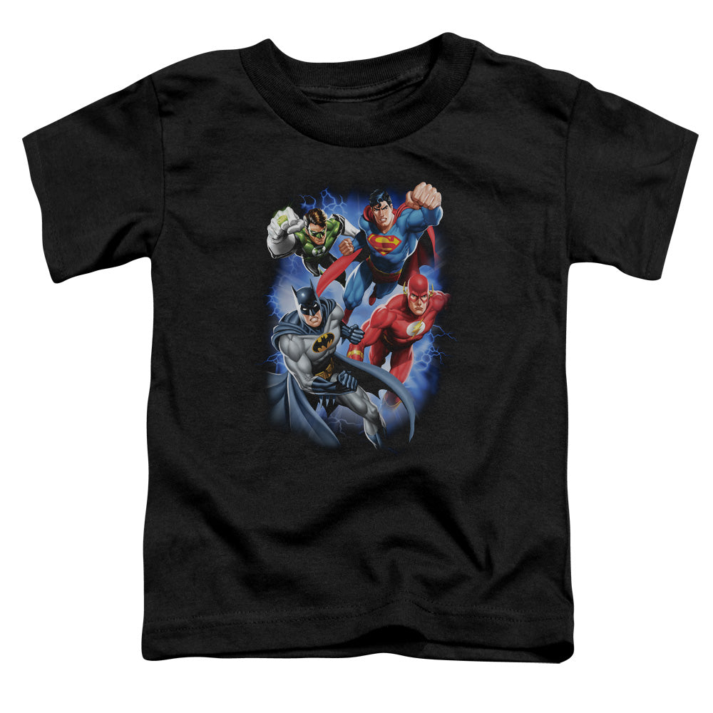 Justice League Storm Makers Toddler Kids Youth T Shirt Black Officially Licensed