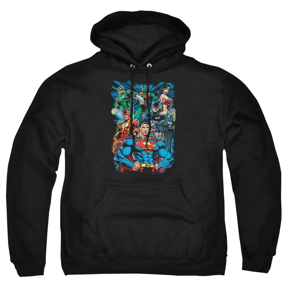Justice League Of America Justice Is Served Mens Hoodie Black Officially Licensed