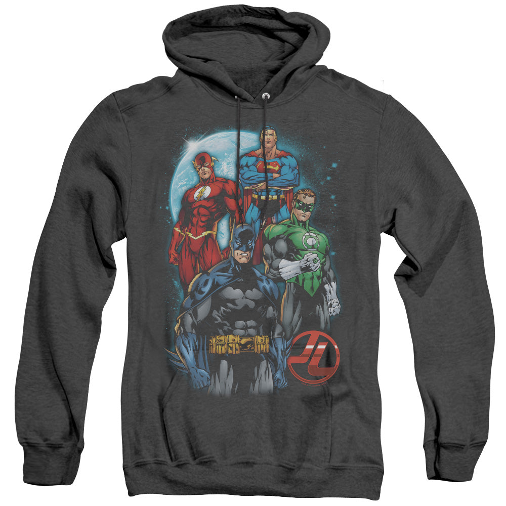 Justice League the Four Heather Mens Hoodie Black Officially Licensed