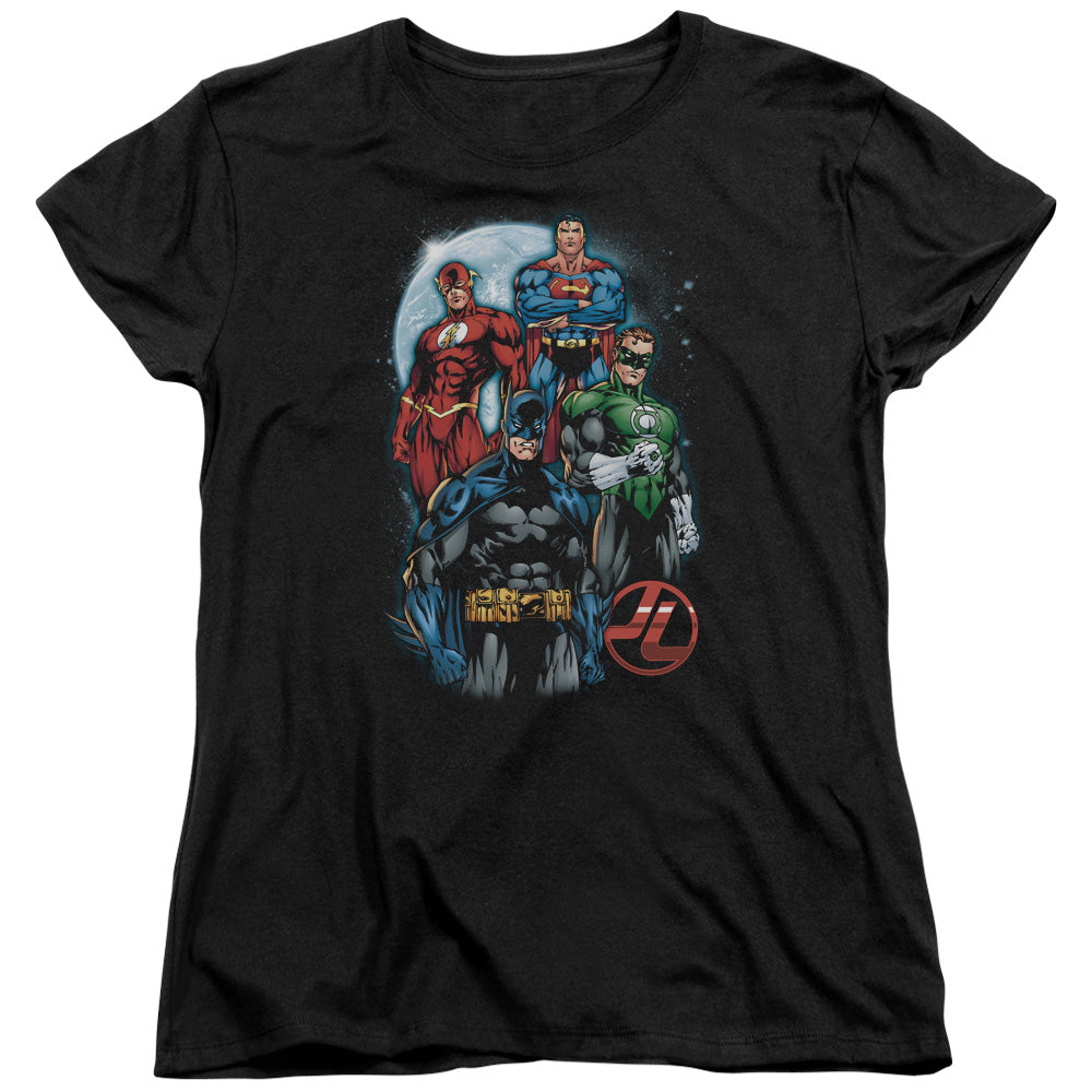 Justice League the Four Womens T Shirt Black Officially Licensed