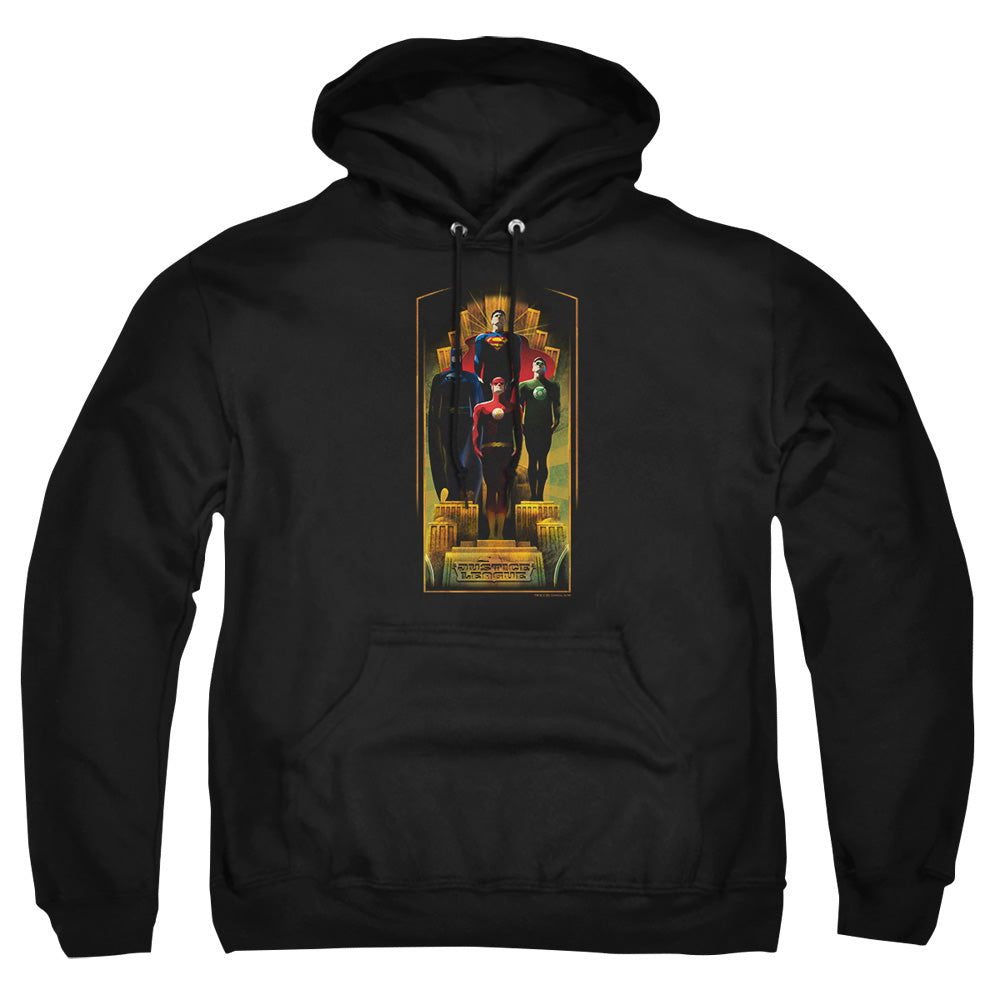 Justice League Of America Deco Mens Hoodie Black Officially Licensed