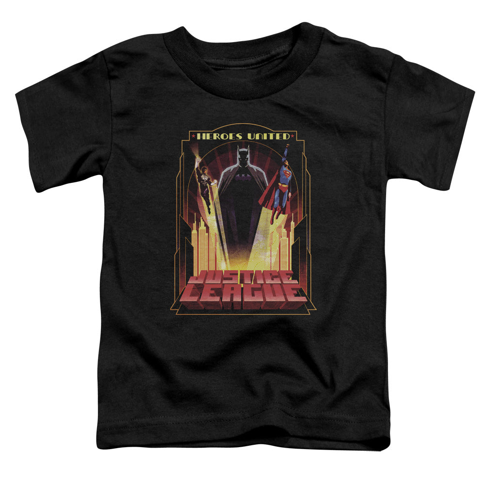 Justice League Heroes United Toddler Kids Youth T Shirt Black Officially Licensed