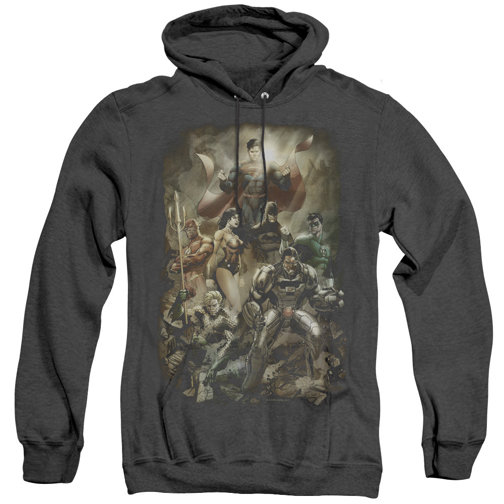 Justice League Of America Aftermath Heather Mens Hoodie Black Officially Licensed
