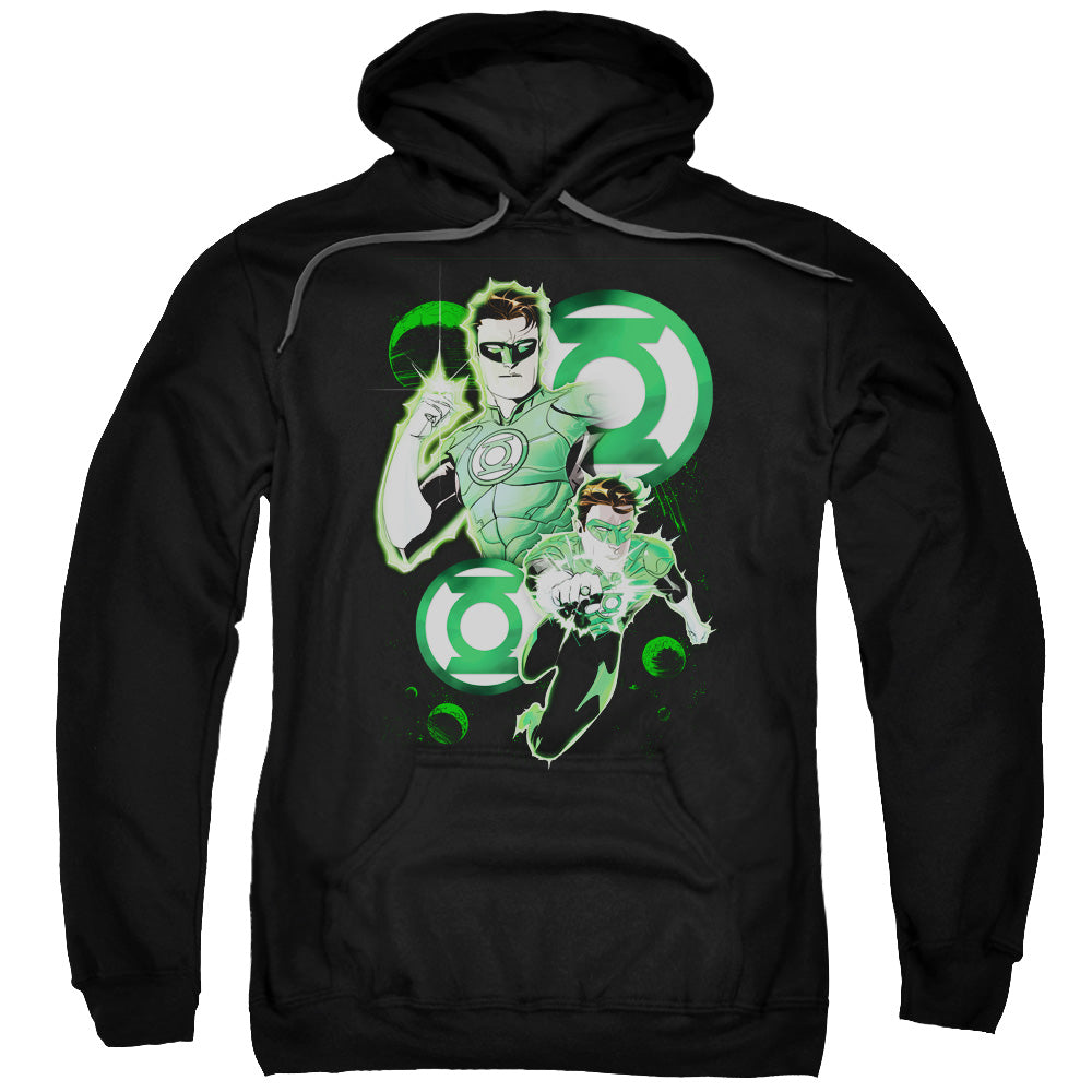 Justice League Gl in Action Mens Hoodie Black Officially Licensed