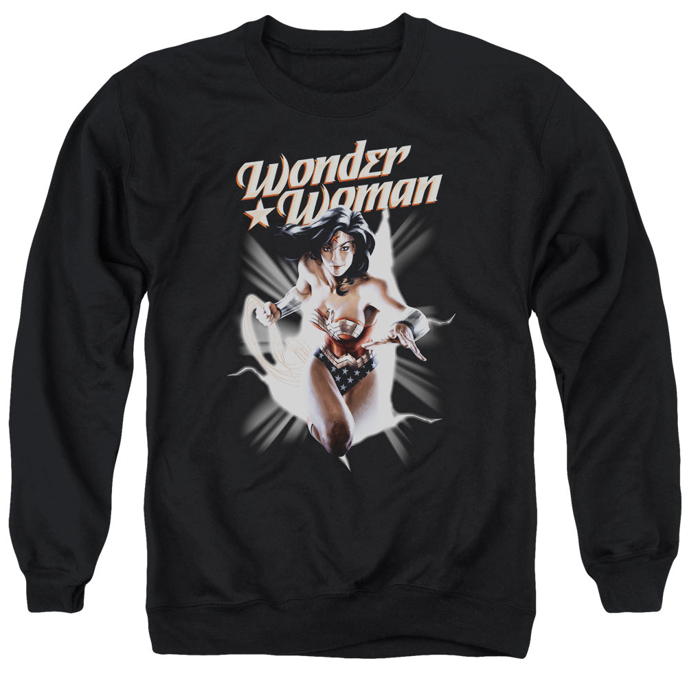 Justice League Ww Break Out Mens Crewneck Sweatshirt Black Officially Licensed