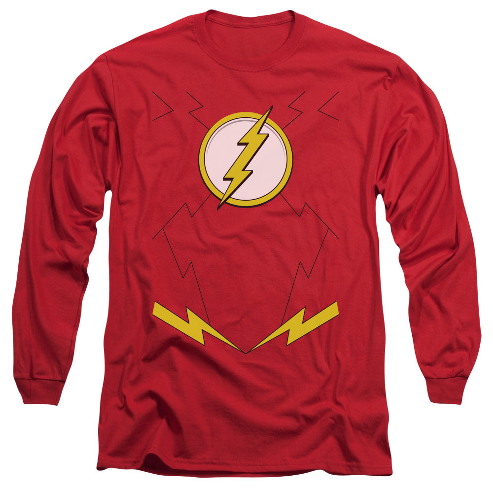 Justice League Of America New Flash Costume Mens Long Sleeve Shirt Red Officially Licensed