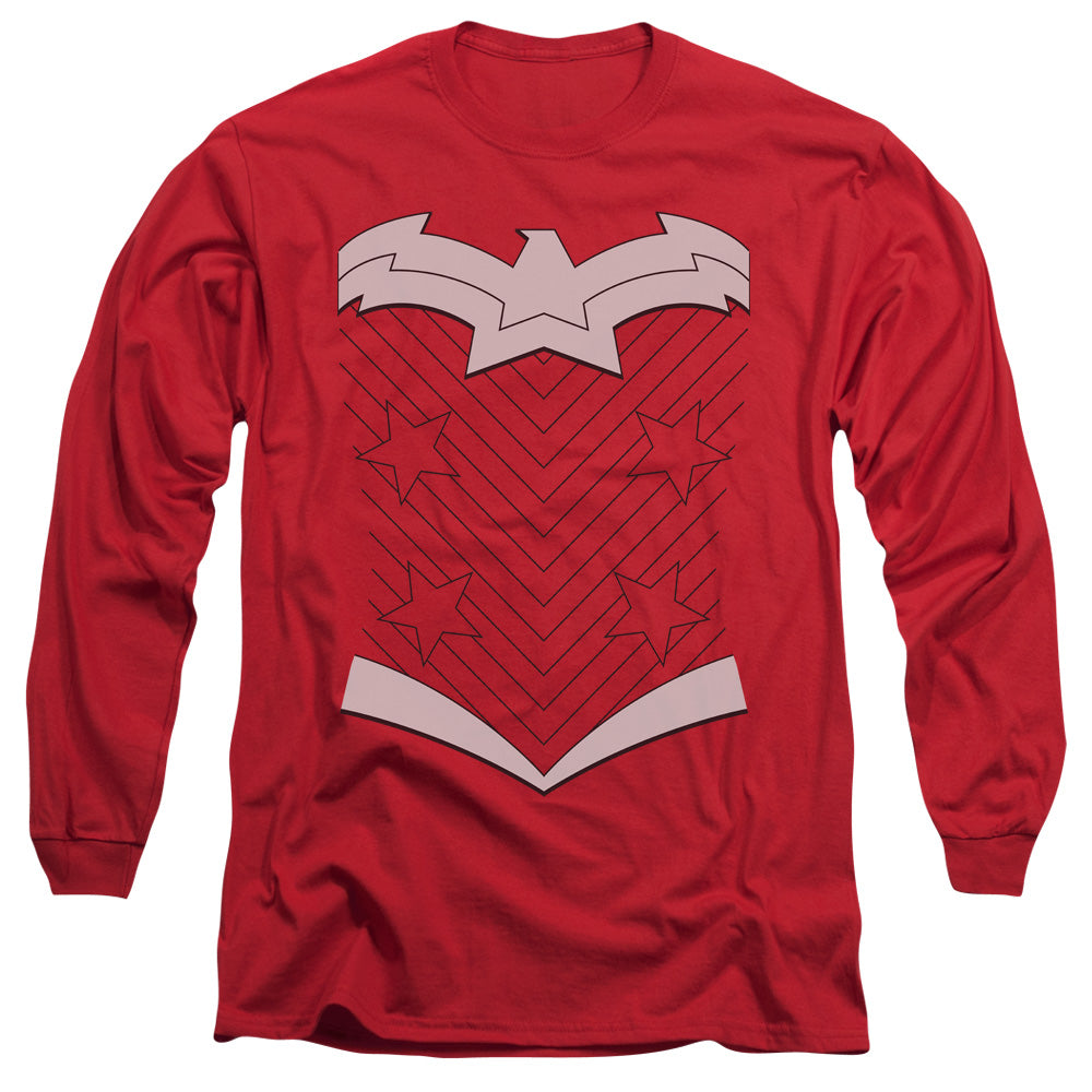 Justice League Of America New Ww Costume Mens Long Sleeve Shirt Red Officially Licensed
