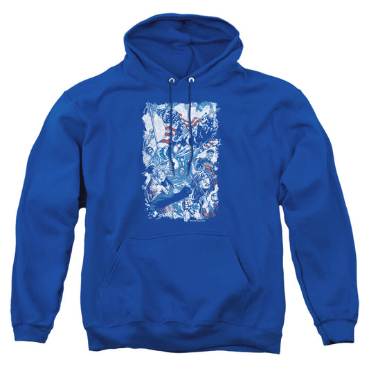 Justice League Of America American Justice Mens Hoodie Royal Officially Licensed