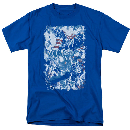 Justice League Of America American Justice Mens T Shirt Royal Officially Licensed