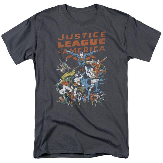 Justice League Of America Big Group Mens T Shirt Charcoal Officially Licensed