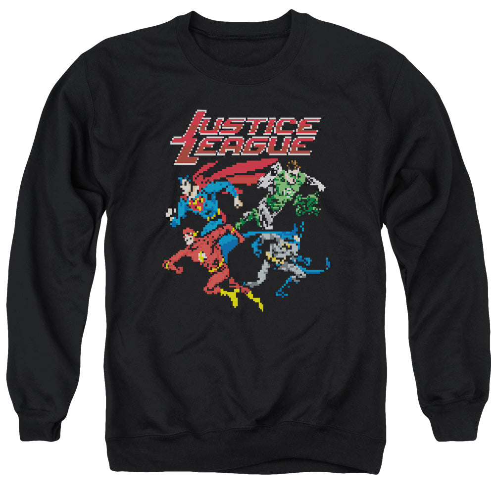 Justice League Pixel League Mens Crewneck Sweatshirt Black Officially Licensed