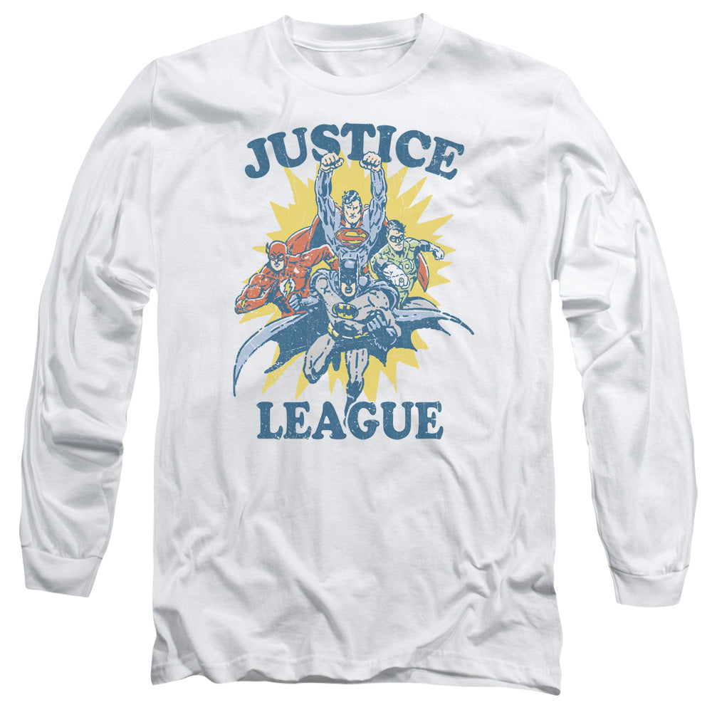 Justice League Lets Do This Mens Long Sleeve Shirt White Officially Licensed