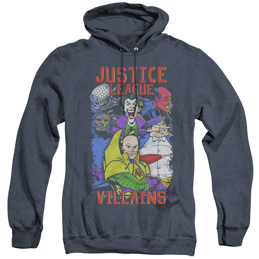Justice League Of America Villians Mens Heather Hoodie Navy Officially Licensed