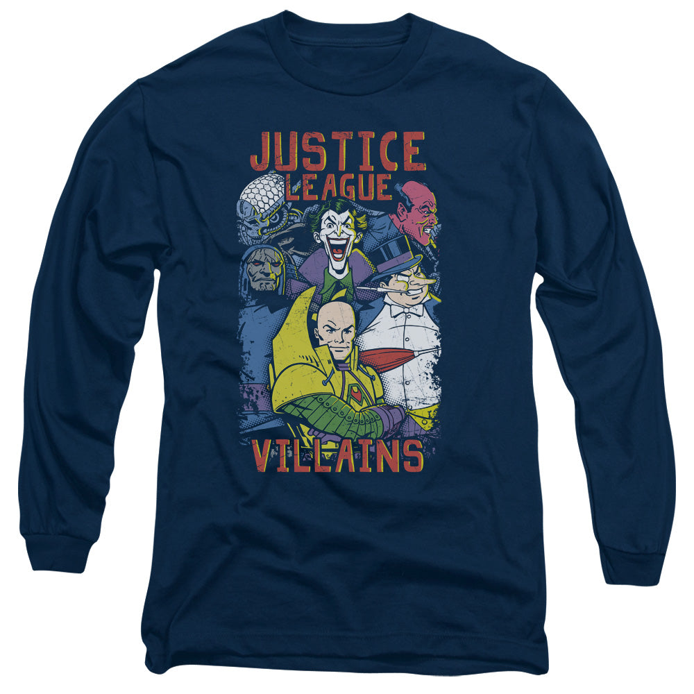 Justice League Of America Villians Mens Long Sleeve Shirt Navy Officially Licensed