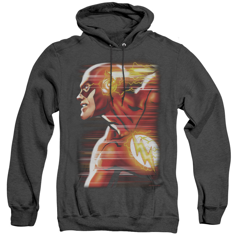 Justice League Of America Speed Head Mens Heather Hoodie Black Officially Licensed