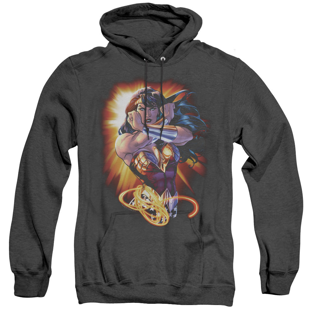 Justice League Of America Wonder Rays Mens Heather Hoodie Black Officially Licensed