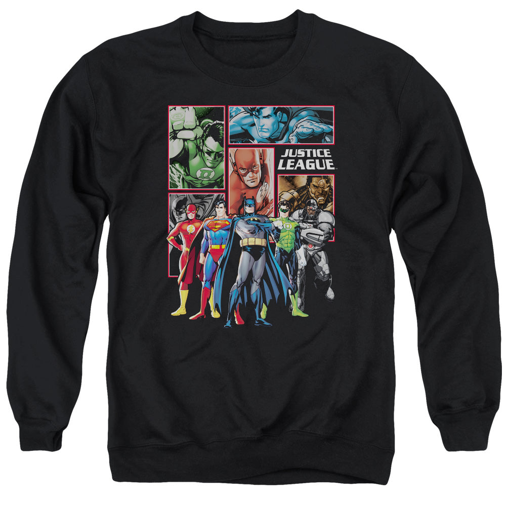 Justice League Of America New Justice League Of America Panels Mens Crewneck Sweatshirt Black Officially Licensed