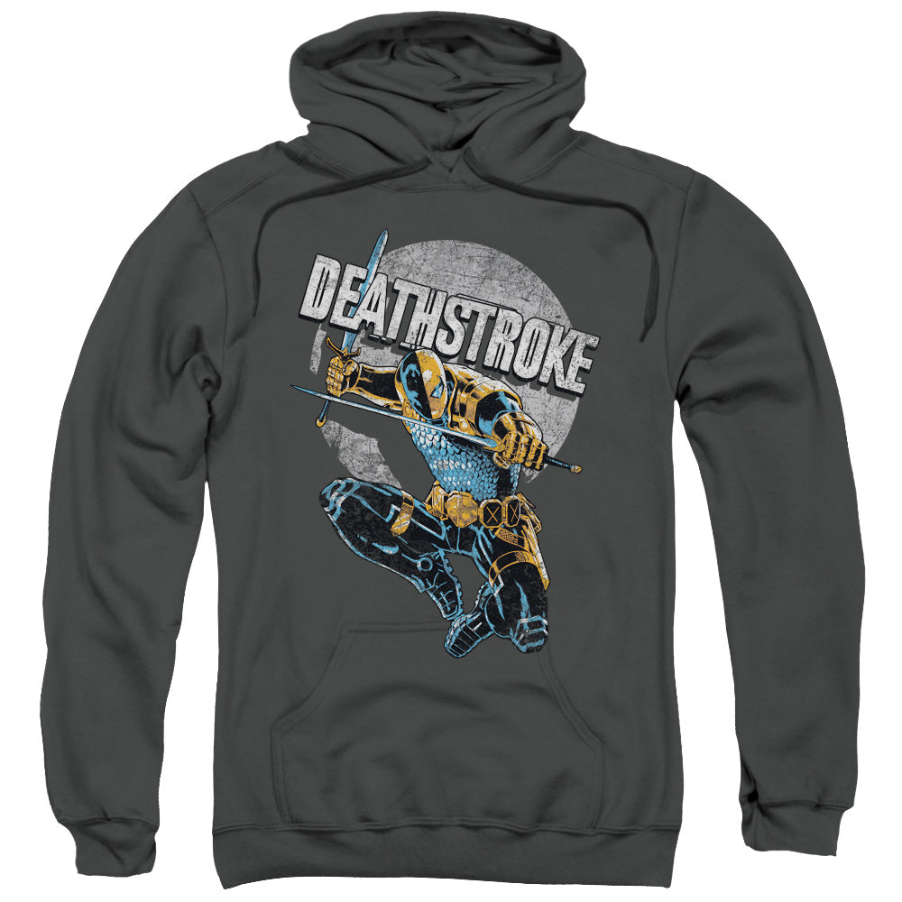 Justice League Deathstroke Retro Mens Hoodie Charcoal Officially Licensed