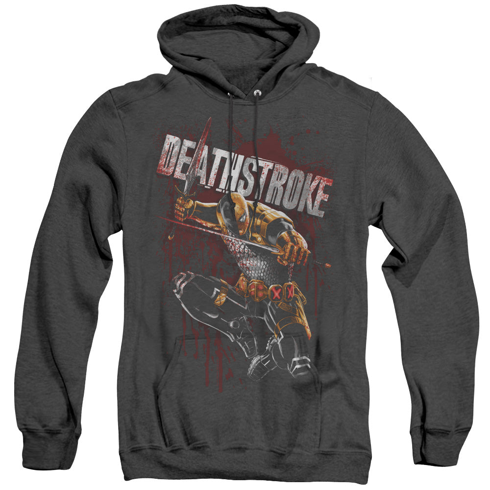 Justice League Of America Blood Splattered Heather Mens Hoodie Black Officially Licensed