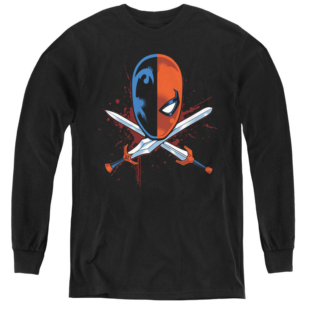 Justice League Crossed Swords Long Sleeve Kids Youth T Shirt Black Officially Licensed