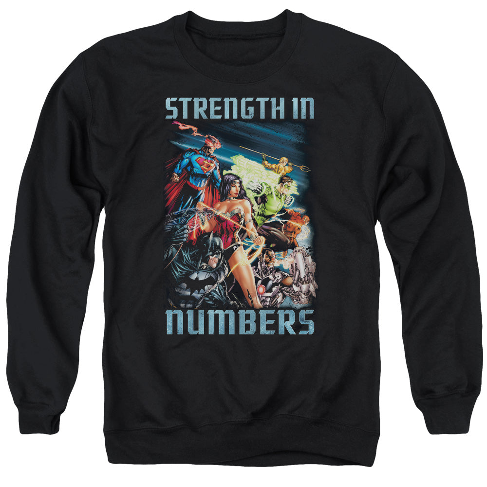 Justice League Of America Strength In Number Mens Crewneck Sweatshirt Black Officially Licensed