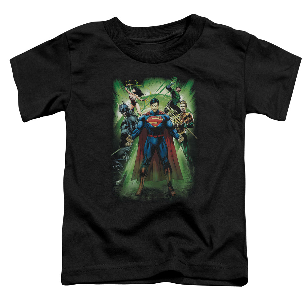 Justice League Power Burst Toddler Kids Youth T Shirt Black Officially Licensed