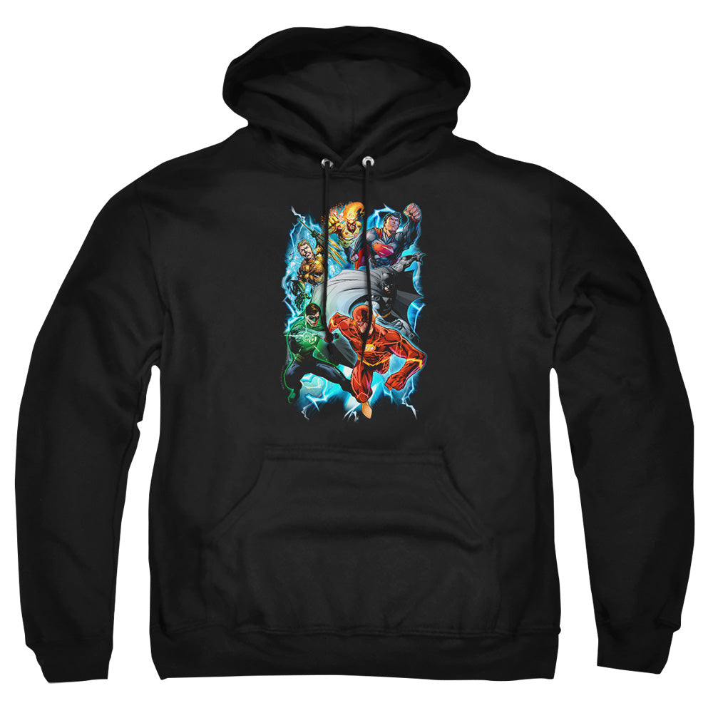Justice League Of America Electric Team Mens Hoodie Black Officially Licensed