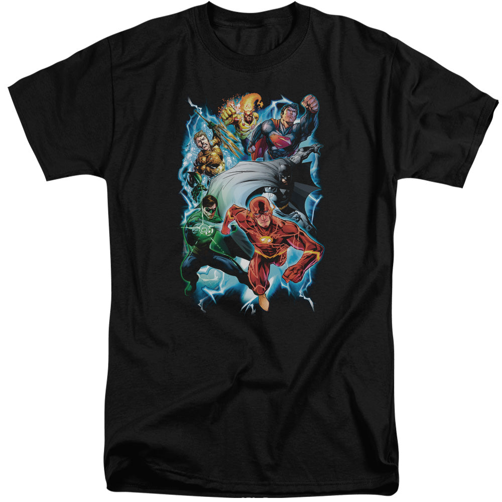 Justice League Of America Electric Team Mens Tall T Shirt Black Officially Licensed