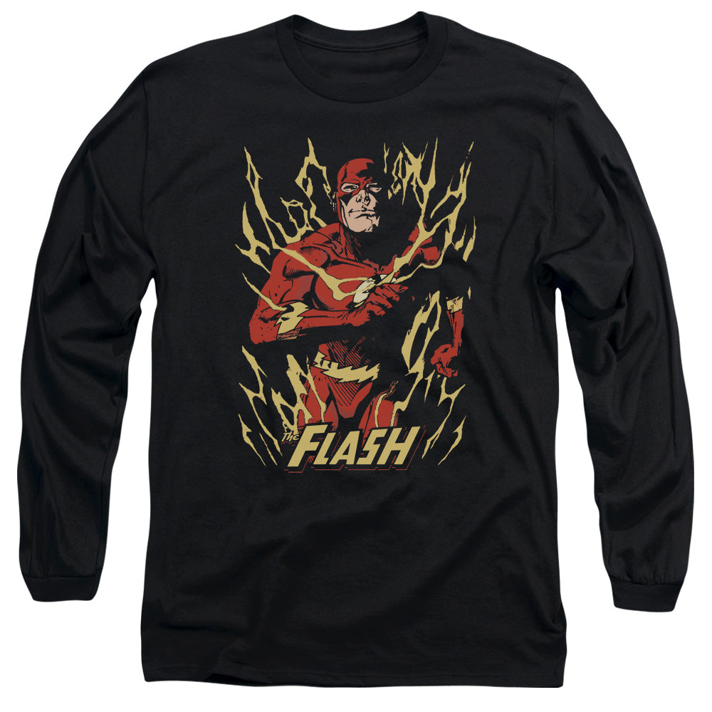 Justice League Flash Flare Mens Long Sleeve Shirt Black Officially Licensed